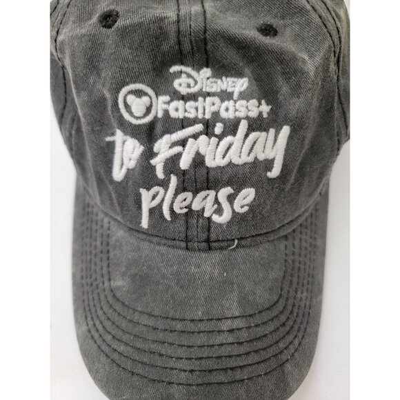 NWOT Authentic Disney Parks FastPass+ "To Friday Please" Gray Adjustable Cap - Picture 5 of 7